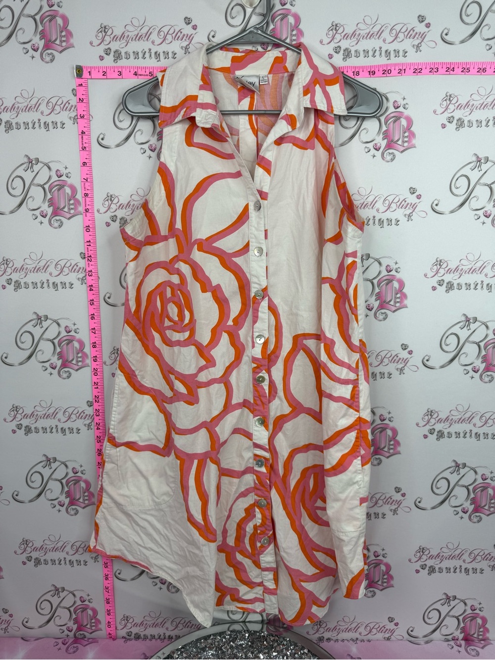 Finley dress Cream Tunic with Pink & Orange Floral Print
